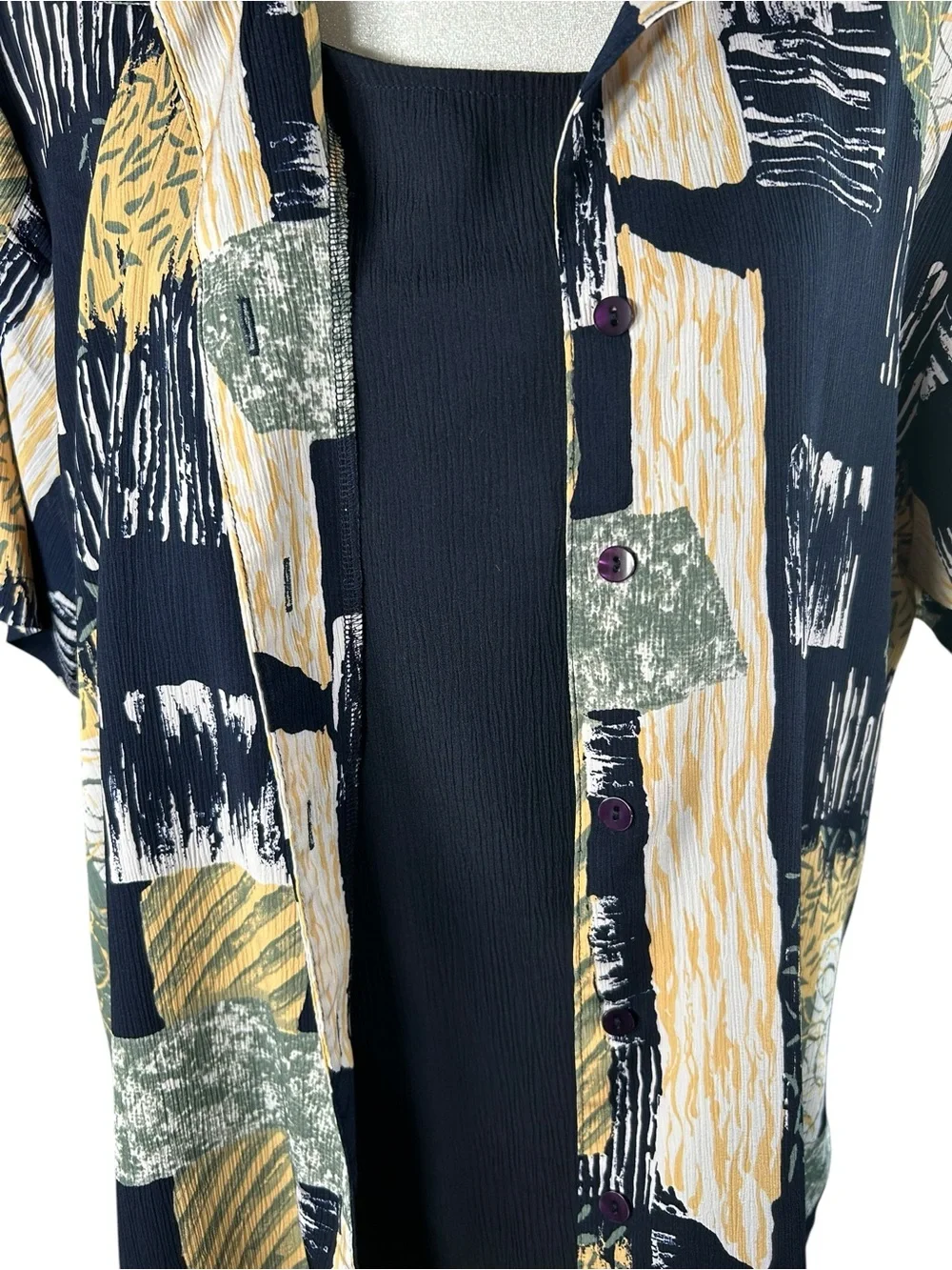 90s Grunge Abstract Geometric Shirt Tank Set Matching Co-ord Notations XL